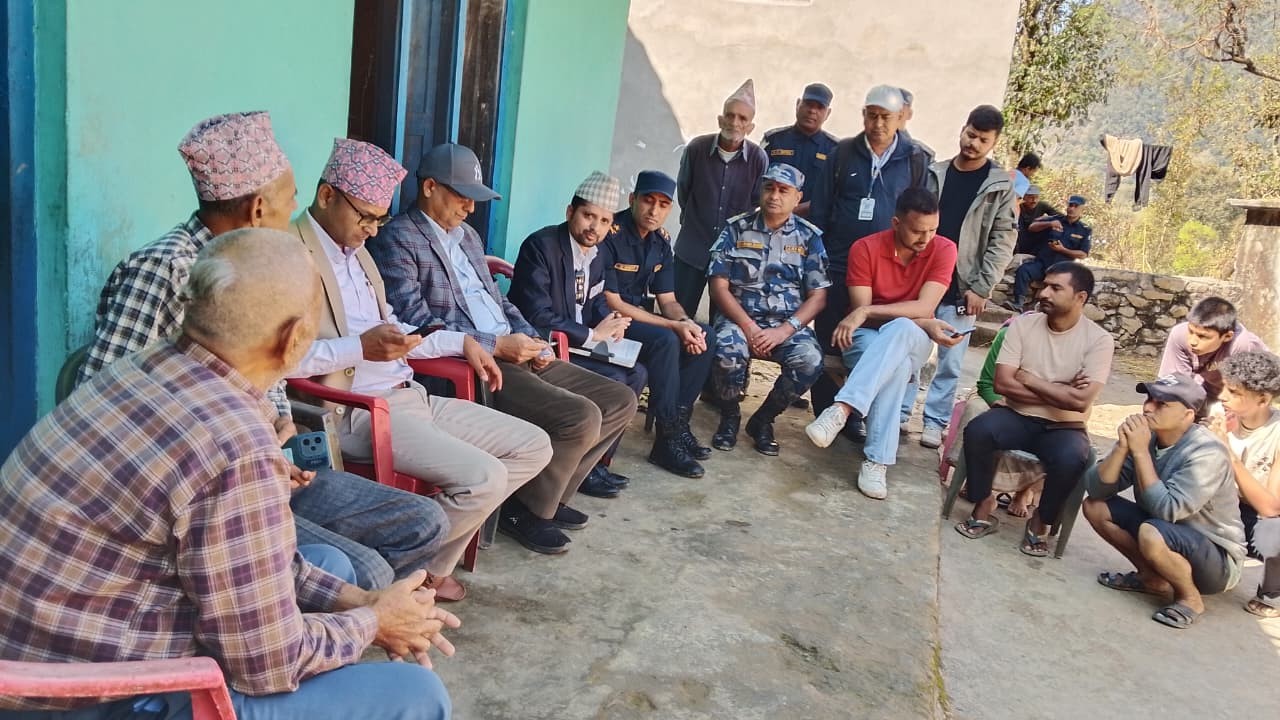 Inspection and monitoring by a team—including Chief District Officer Mr. Bartaraj Paudel and Honorable Member of Parliament Mr. Ganesh Thagunna—of the arable land in Bagad, Malikarjun-7